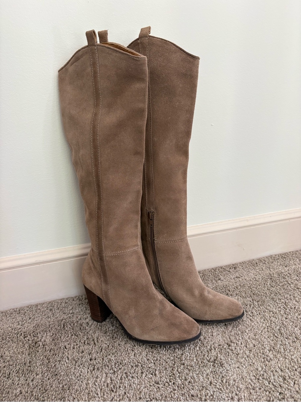 Dolce Vita Tan Myste Suede Knee-High Block 3” Heel Boots Sz 9 - Picture 5 of 13